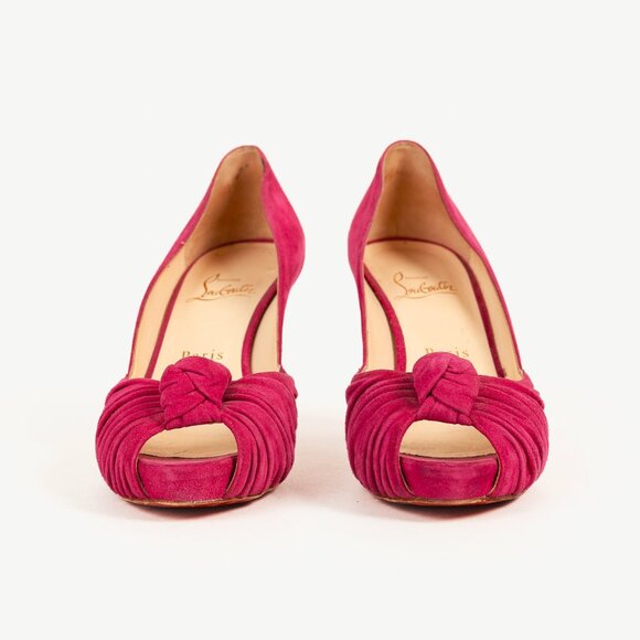 Christian Louboutin Lady Gres Pink Knotted Suede Pumps - Picture 2 of 9